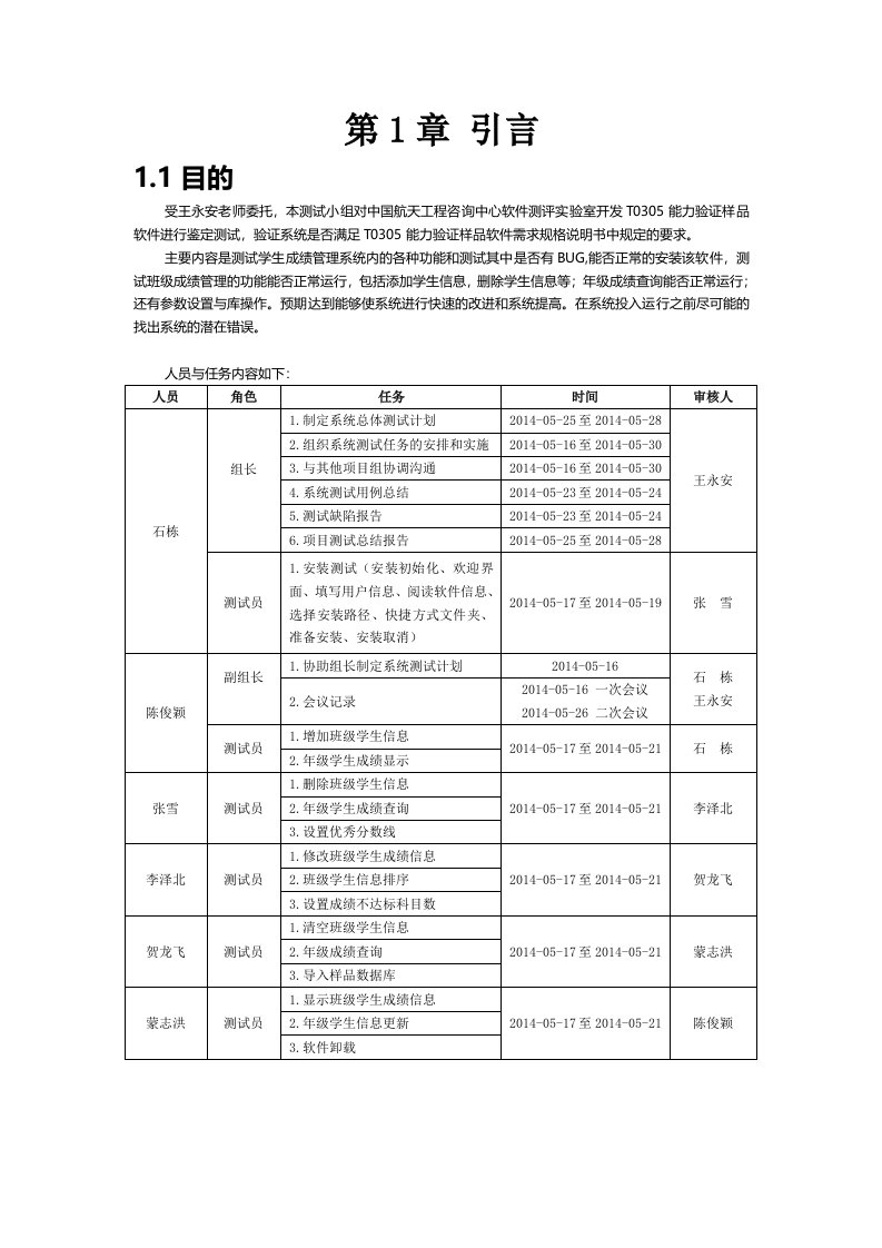 T0305系统总体测试计划要点