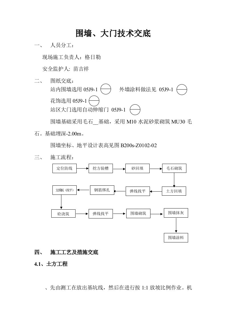 围墙技术交底