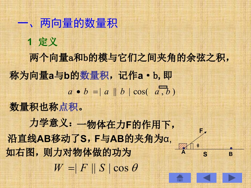 最新向量的数量积和向量积精品课件