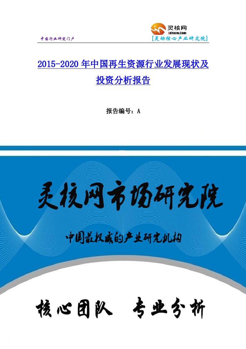 中国再生资源行业市场分析与发展趋势研究报告灵核网