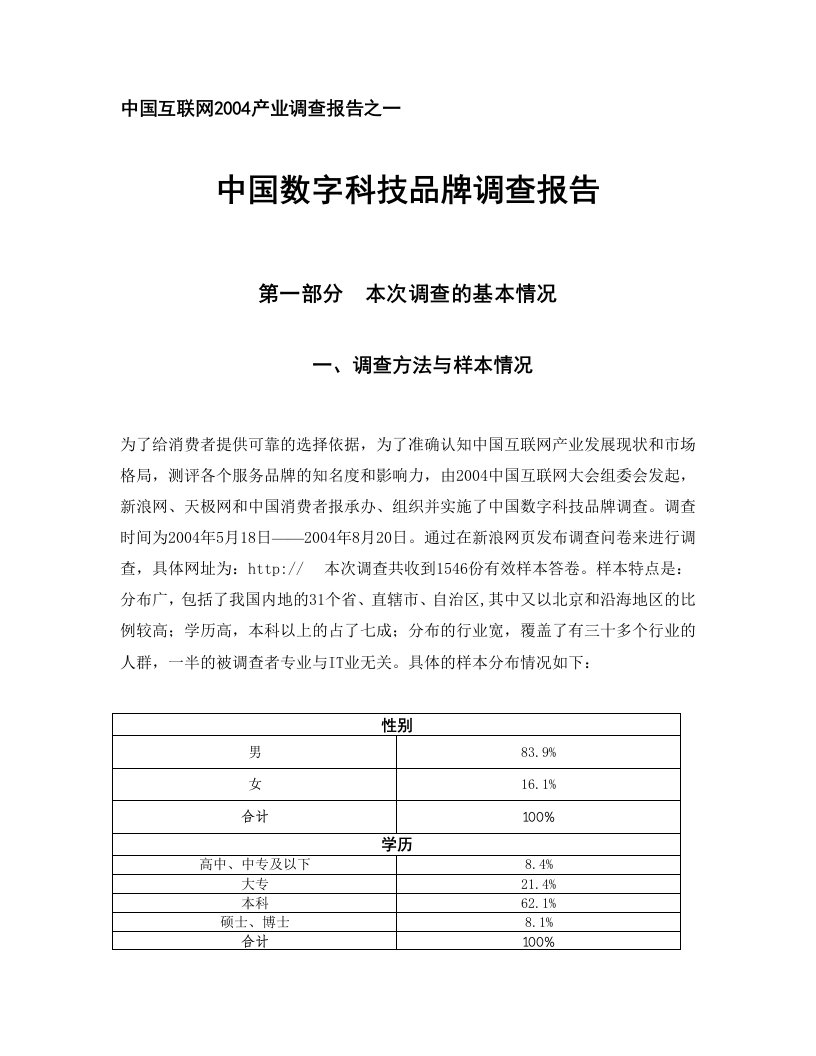 建筑资料-中国互联网2004产业调查报告之一