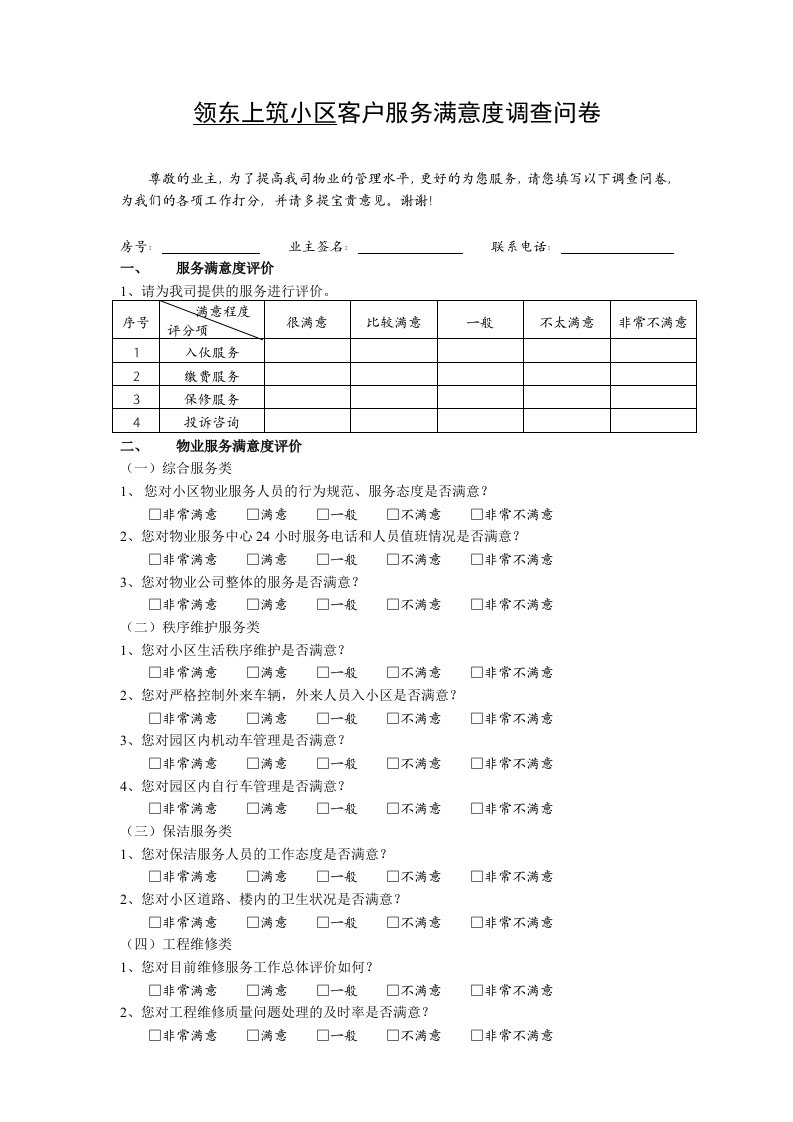 物业公司年度客户满意度调查表[1]