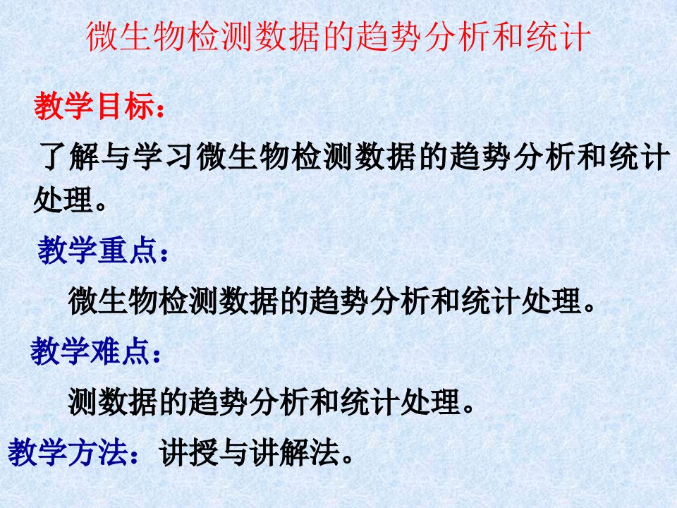 微生物检测数据的趋势分析和统计