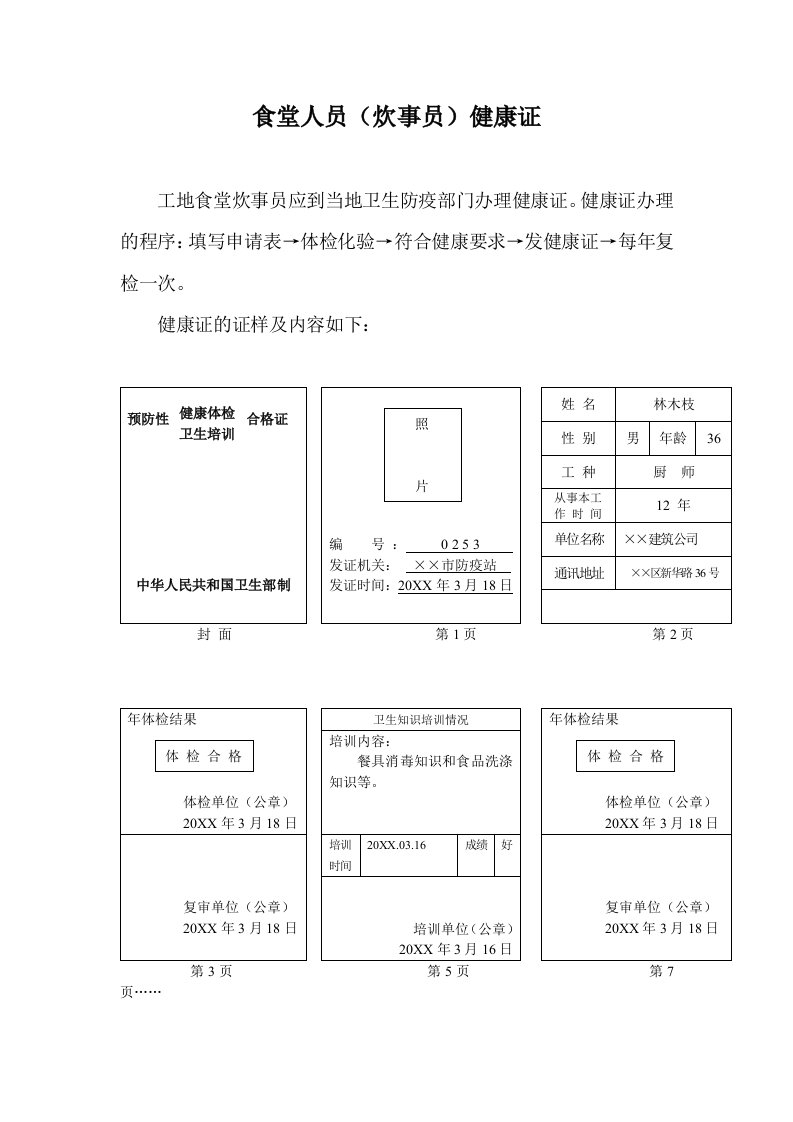 精品文档-10食堂人员炊事员健康证