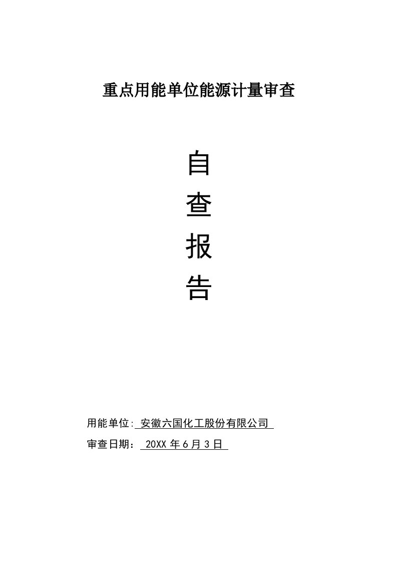 重点用能单位能源计量审查自查报告