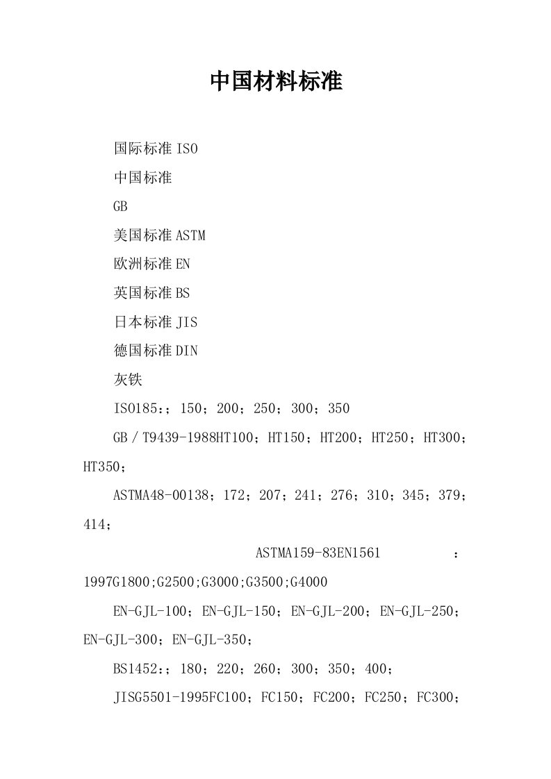 中国材料标准