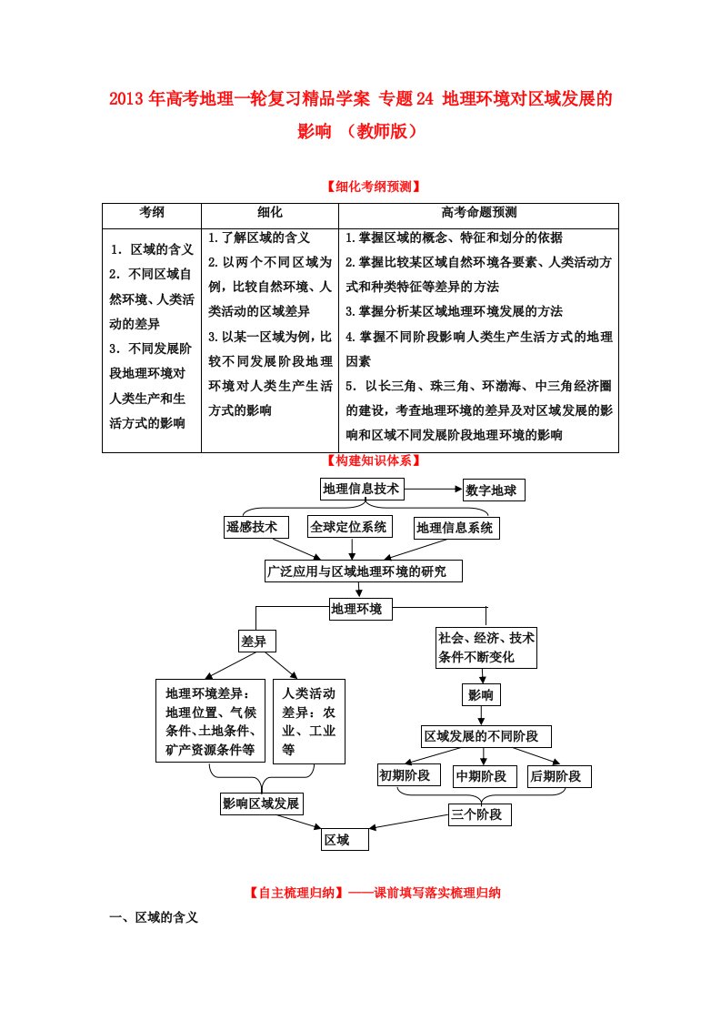 高考地理一轮复习精品学案