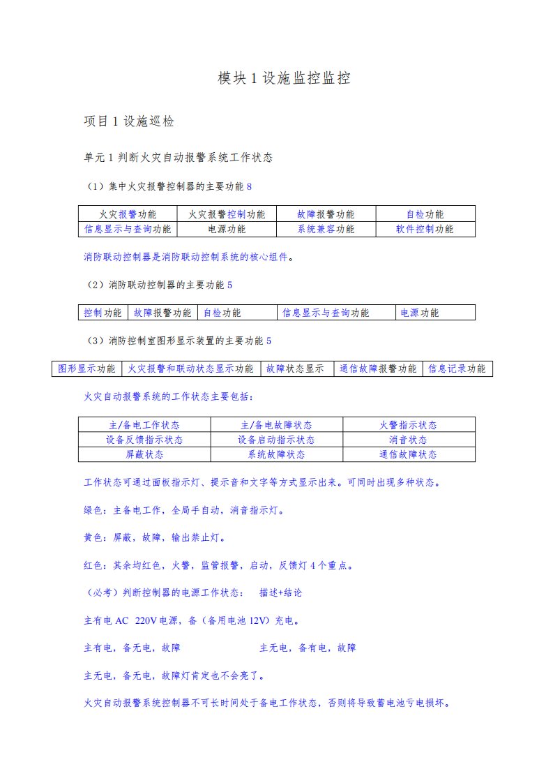 消防操作员中级基础知识汇总