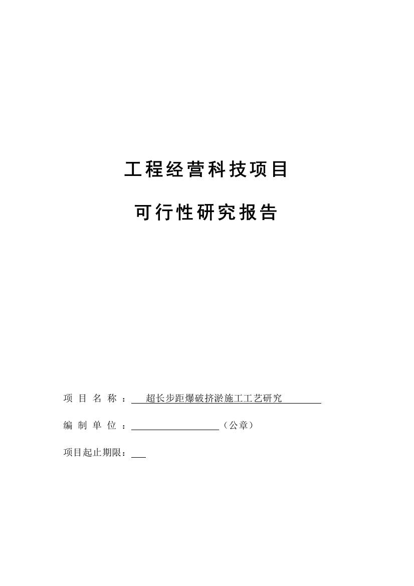 超长步距爆破挤淤项目可行性策划书