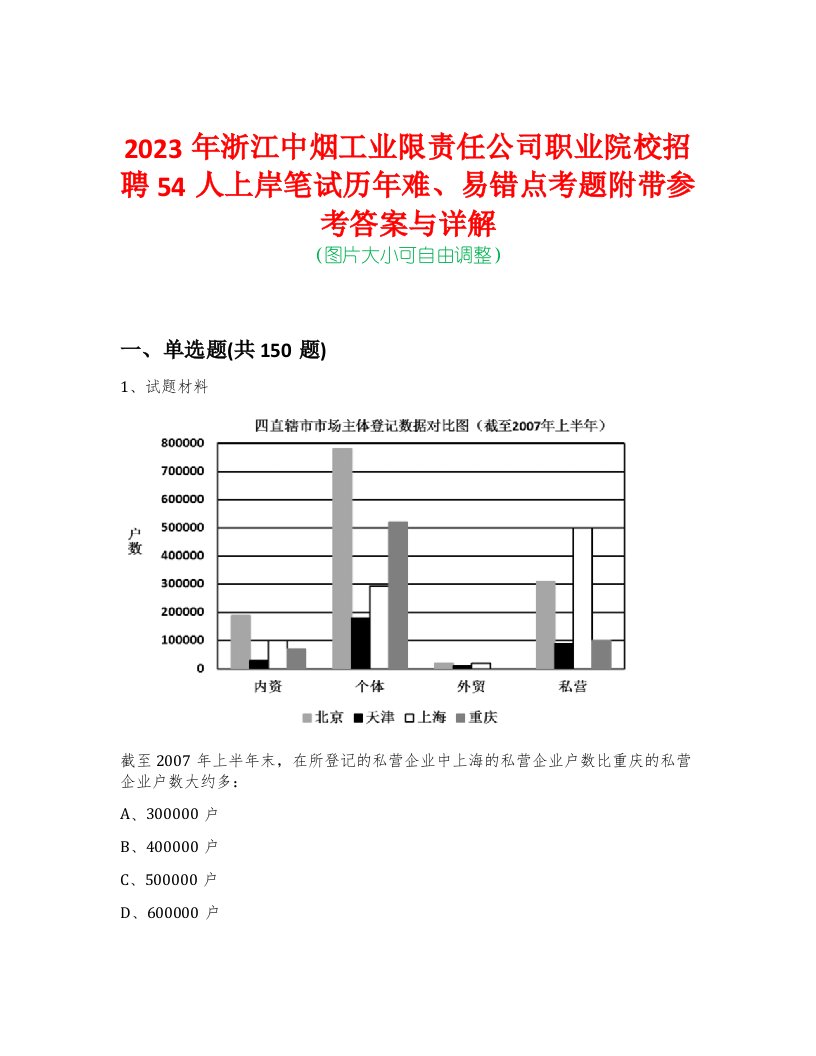 2023年浙江中烟工业限责任公司职业院校招聘54人上岸笔试历年难、易错点考题附带参考答案与详解