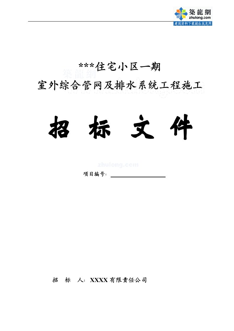 安徽房产开发公司住宅小区室外管网及排水系统招标文件