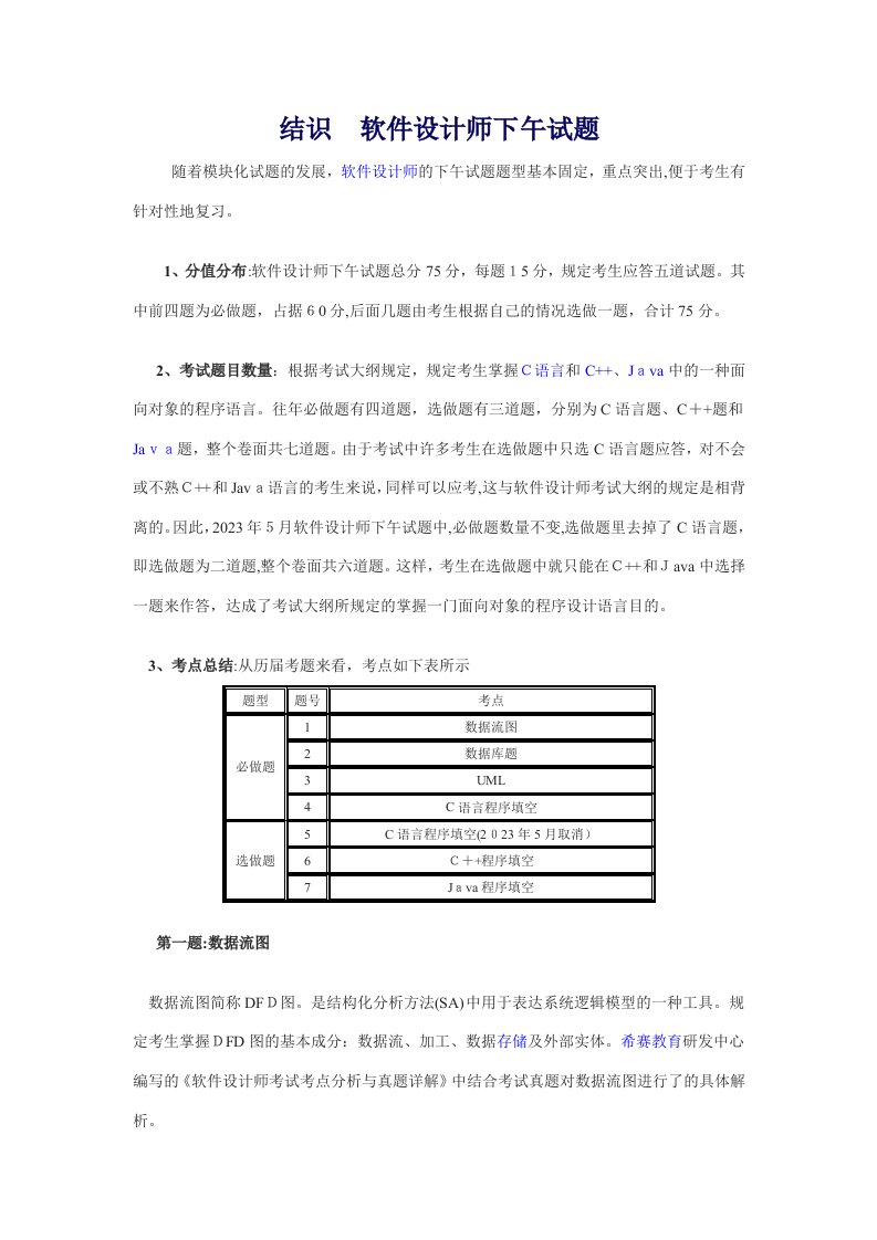 2023年软件设计师下午试题