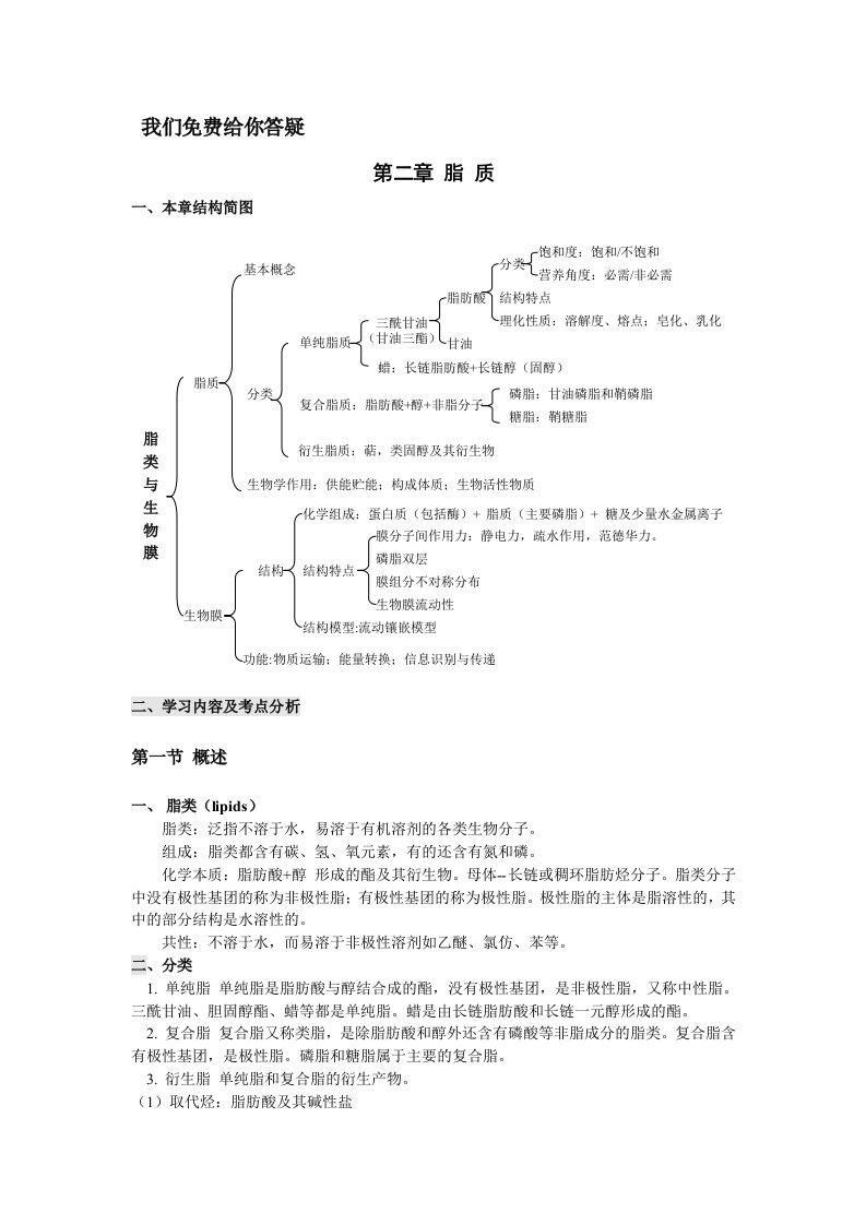 生物化学辅导班讲义第二章脂类