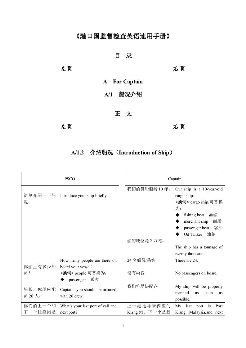 港口国监督检查英语速用手册