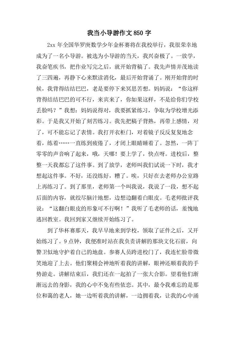 我当小导游作文850字