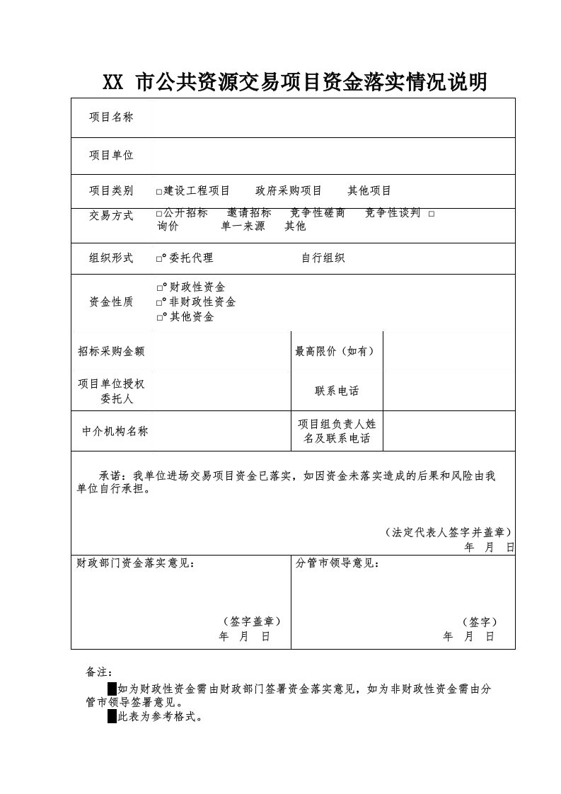 最新项目资金落实情况说明