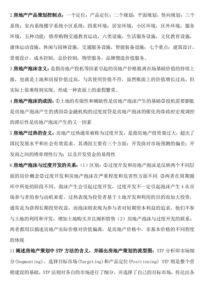 山东科技大学房地产开发重点小抄版