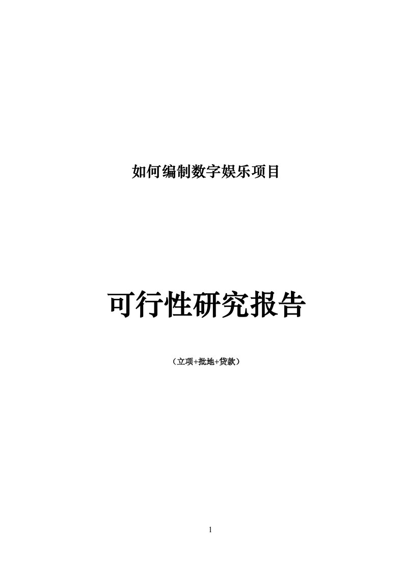 数字娱乐项目可行性研究报告