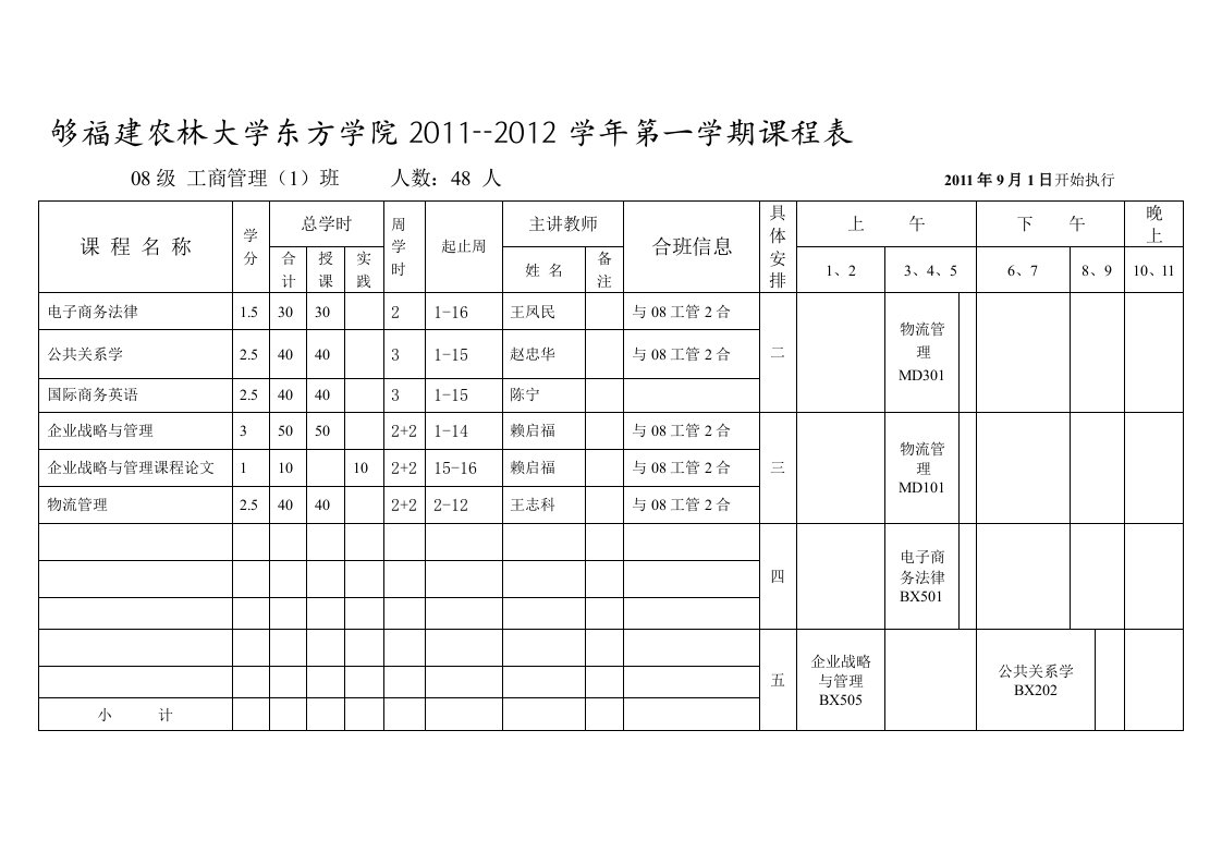 112管理系08级课程表新