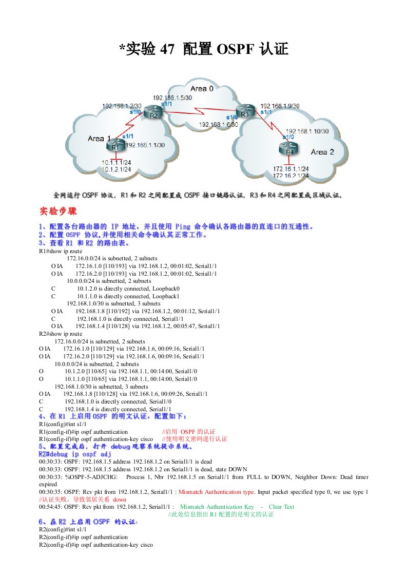 配置OSPF认证