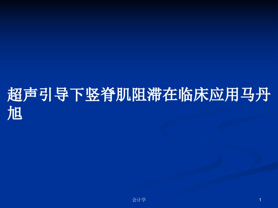 超声引导下竖脊肌阻滞在临床应用马丹旭PPT教案