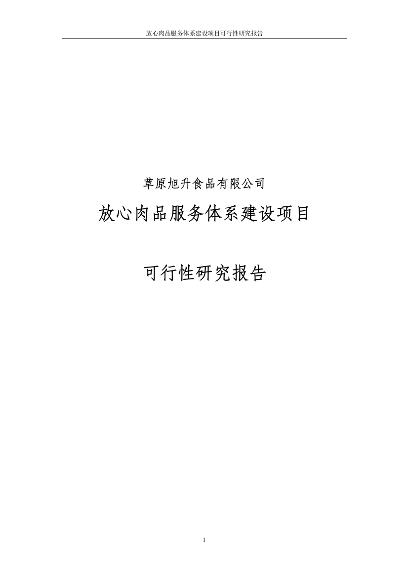 放心肉品服务体系建设项目投资可行性计划书审定稿