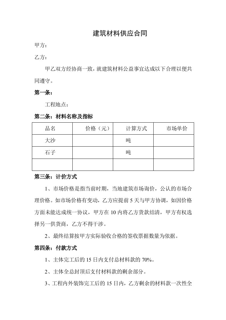 建筑材料供应合同大沙、石子12.doc