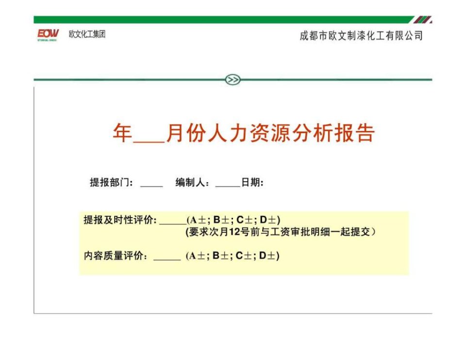 月度人力资源管理分析报告报表.ppt