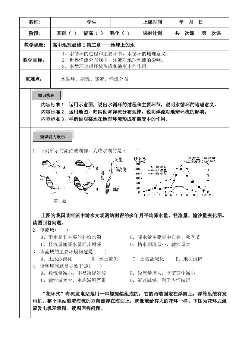 高中地理必修一第03章地球上的水