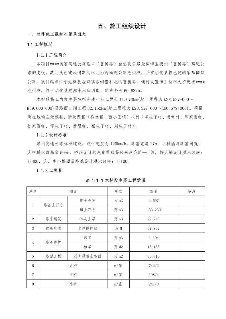 高速公路投标施工组织设计方案