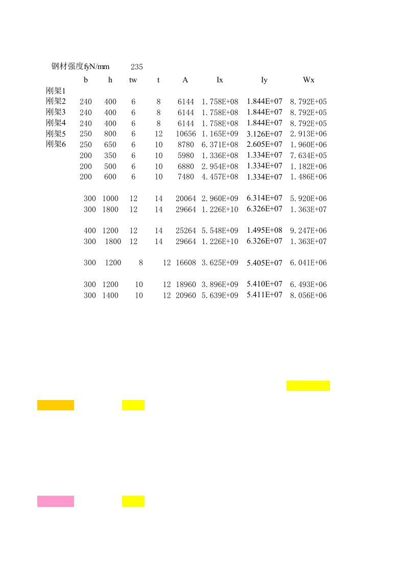 excel计算大全钢结构计算表格钢架计算