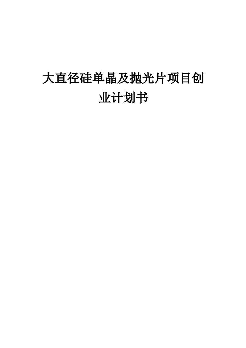 大直径硅单晶及抛光片项目创业计划书