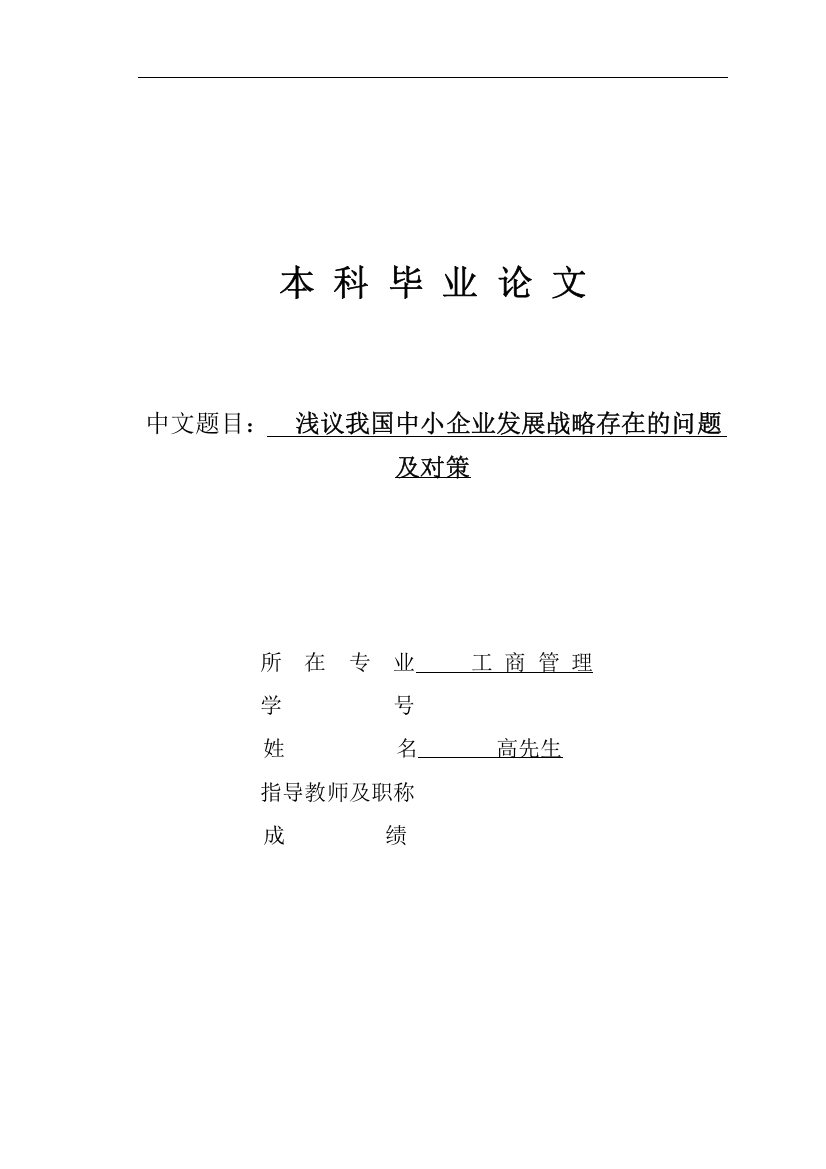 (完整word版)浅议我国中小企业发展战略存在的问题及对策(word文档良心出品)