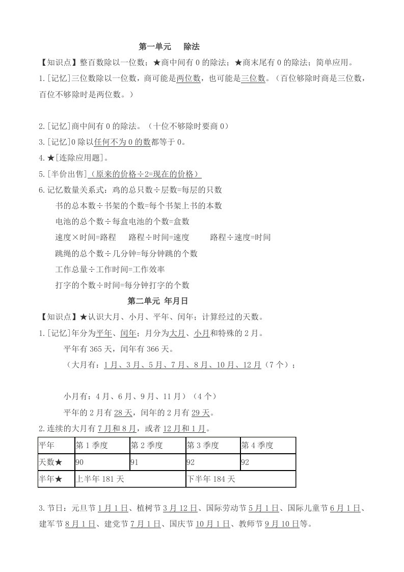 苏教版三年级下册数学知识点整理[1]