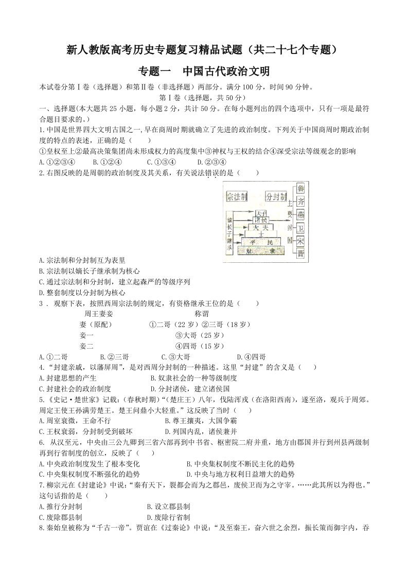 高考历史专题复习共二十七个专题有配套资料请一起