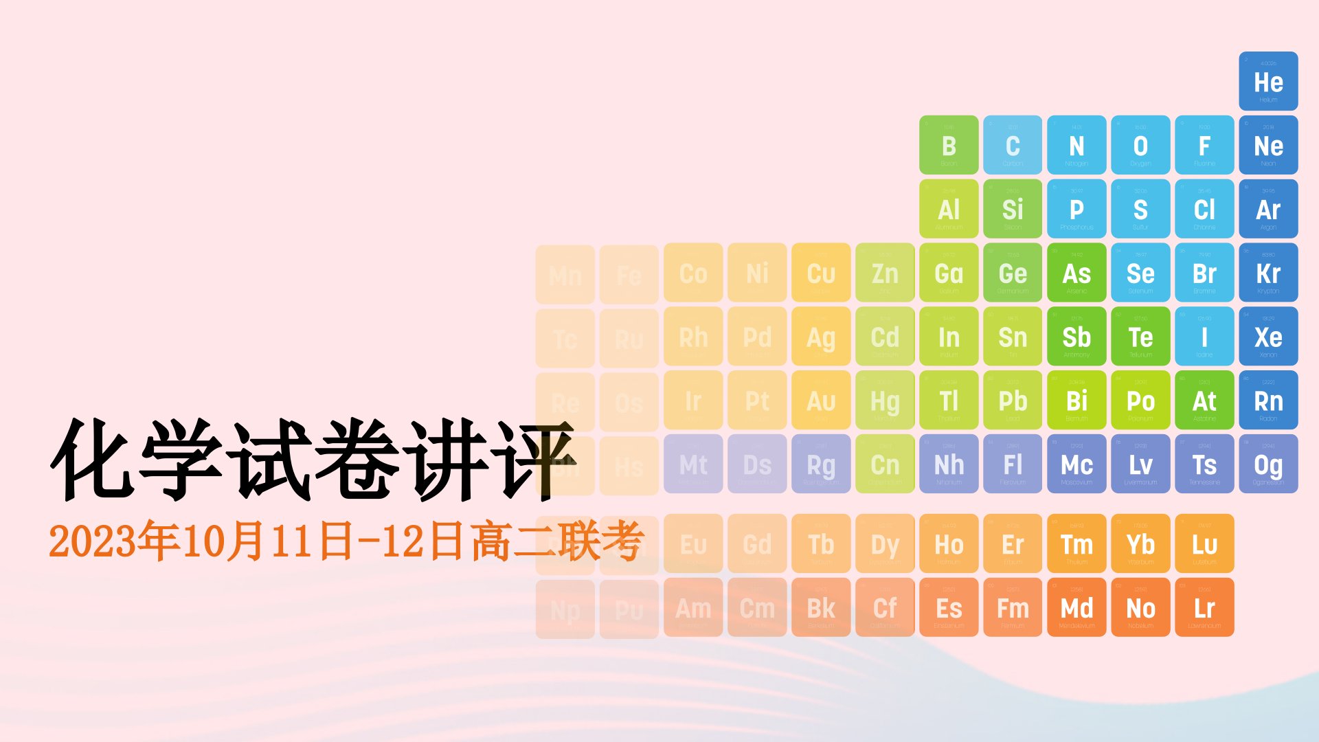 湖南省天壹名校联盟2023_2024学年高二化学上学期10月联考讲评课件