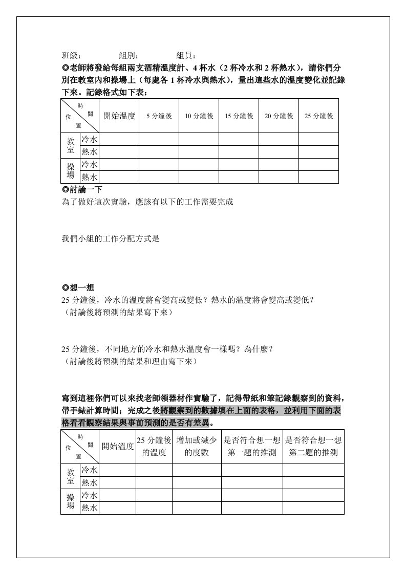 酒类资料-老师将发给每组两支酒精温度计