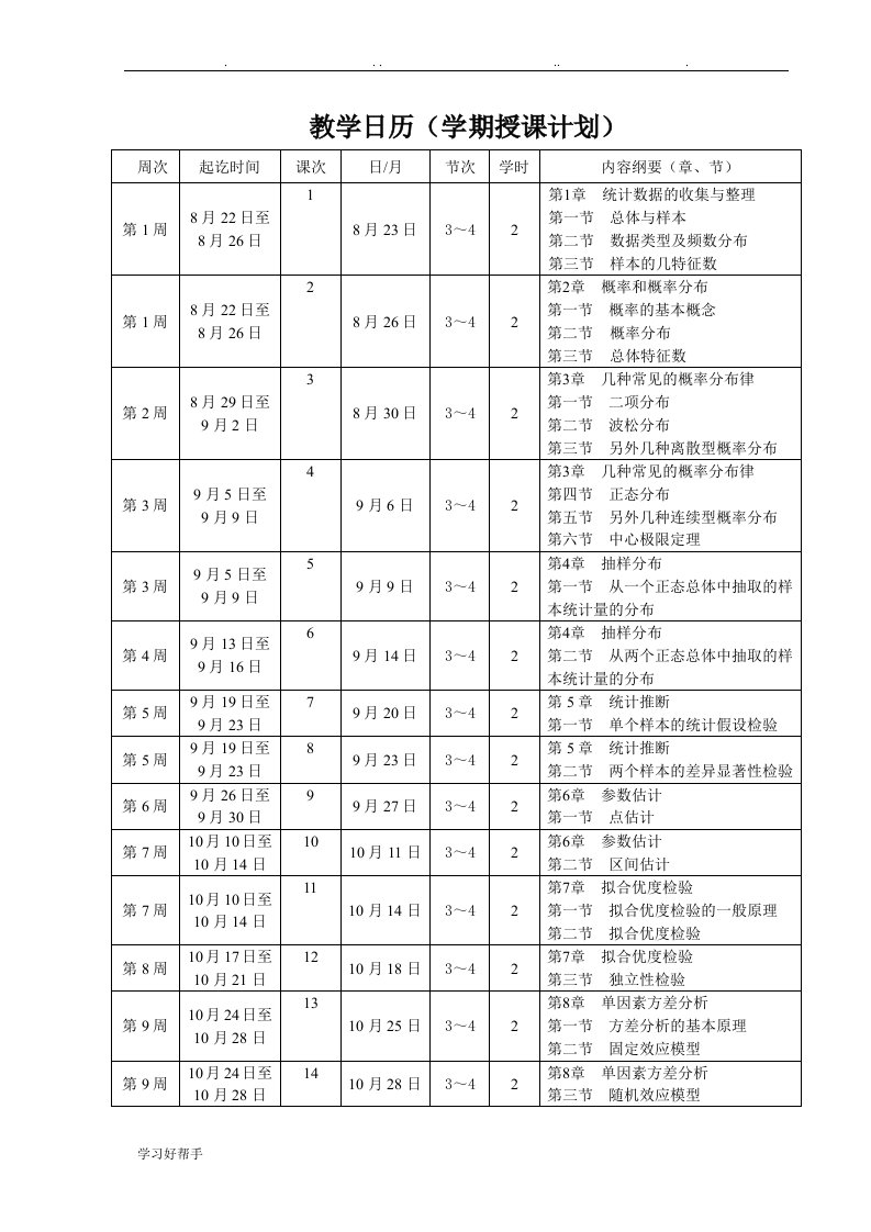 生物统计学教学案