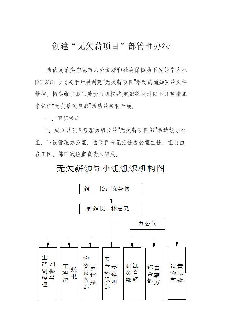 无欠薪项目部管理办法