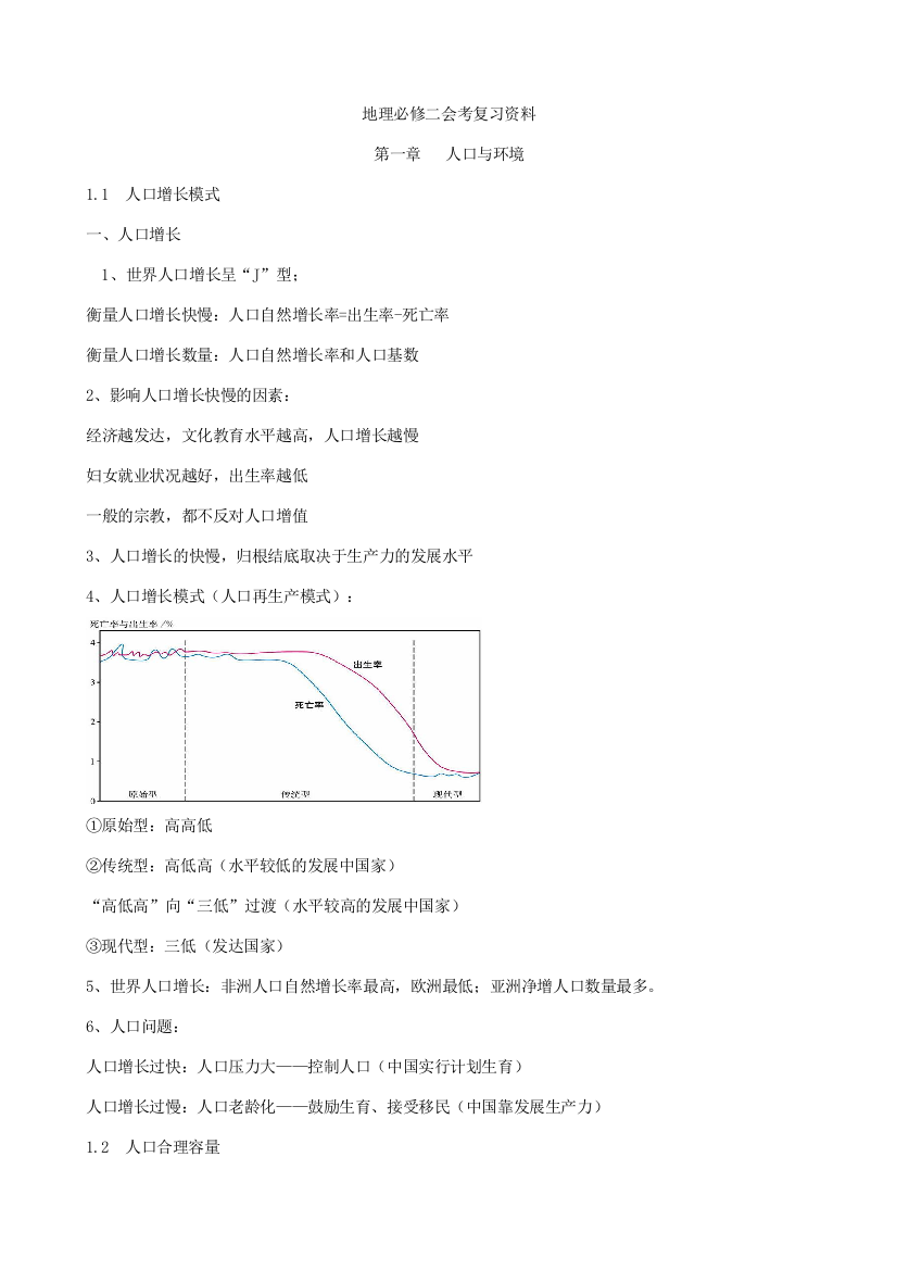 2023年地理必修二知识点