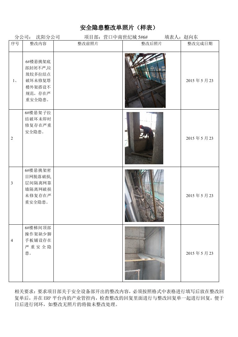 安全隐患整改回复照片格式