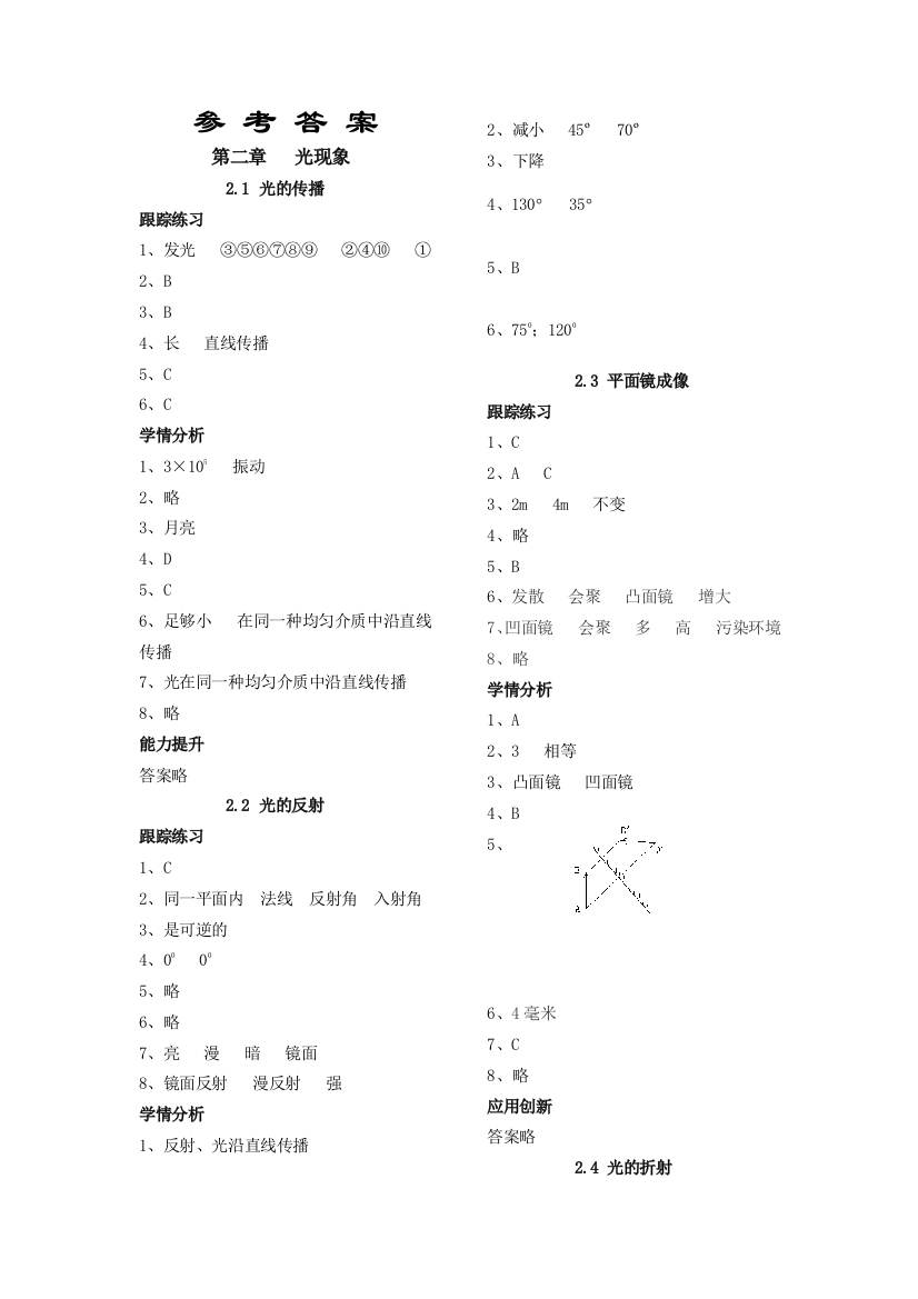 光现象学案答案