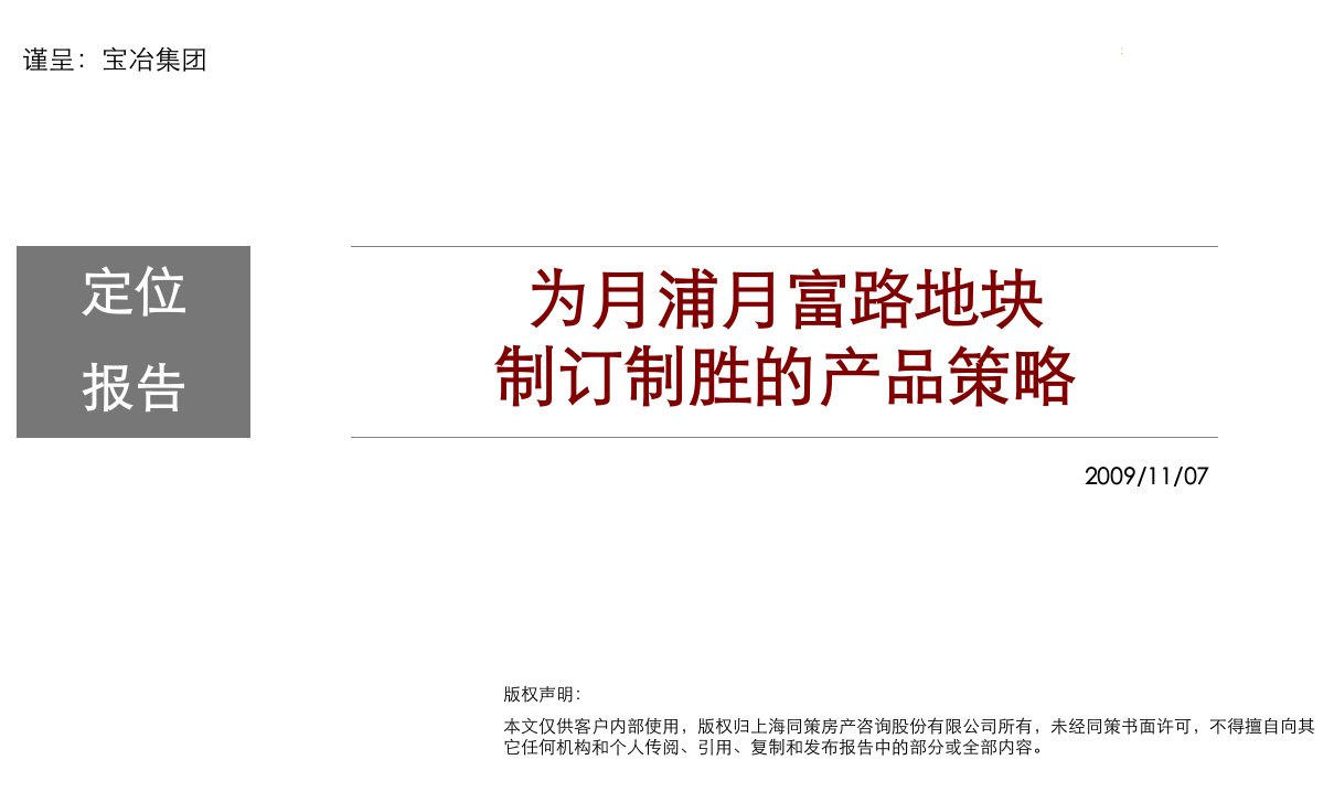 中冶上海宝山月浦月富路地块产品定位报告109p