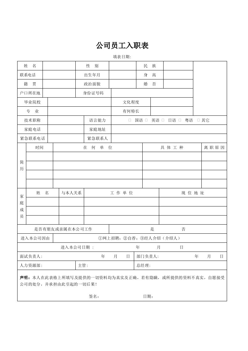 精品文档-02员工应聘入职登记表