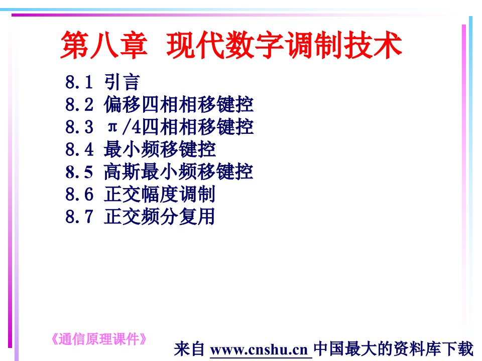 电信行业《通信原理》第八章现代数字调制技术（PPT52页）