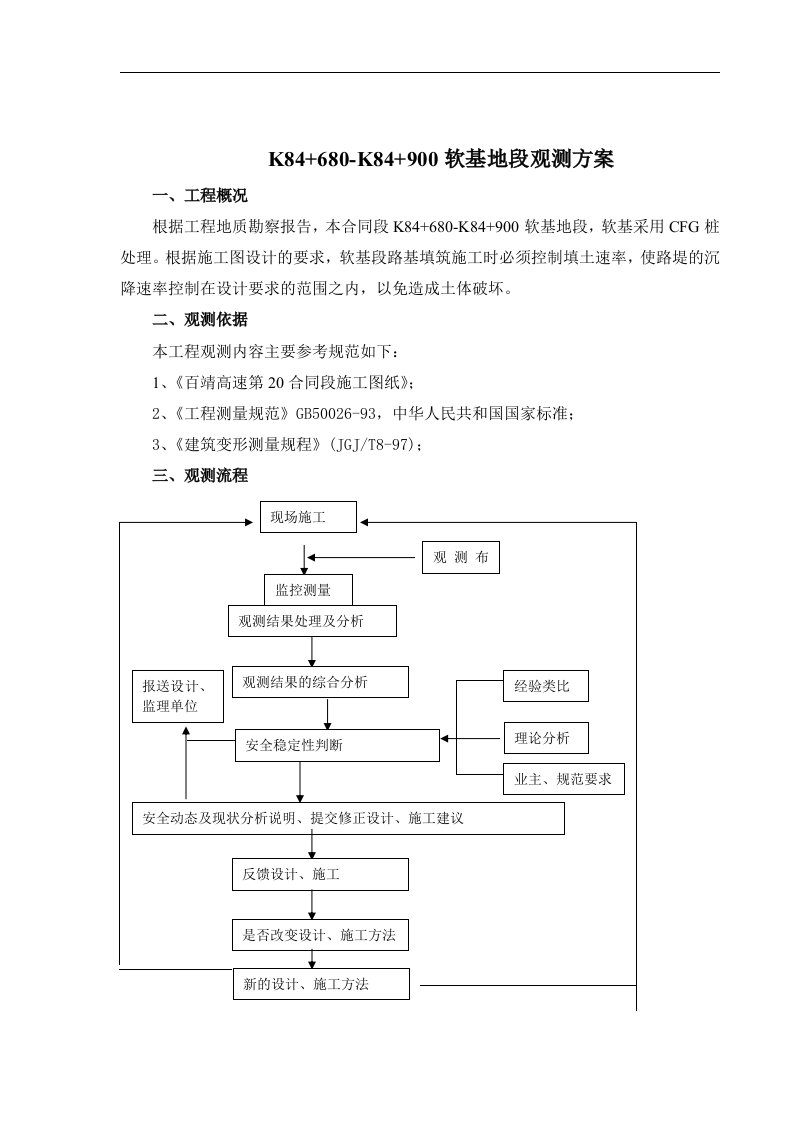 软基地段观测方案软土路基沉降监测方案