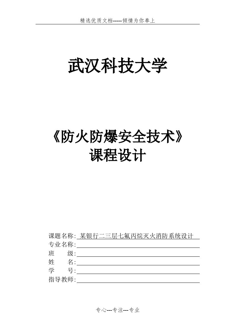 七氟丙烷灭火系统课程设计(共12页)