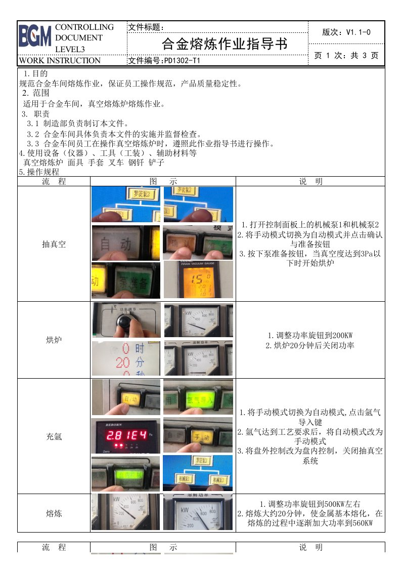 1合金熔炼作业指导书