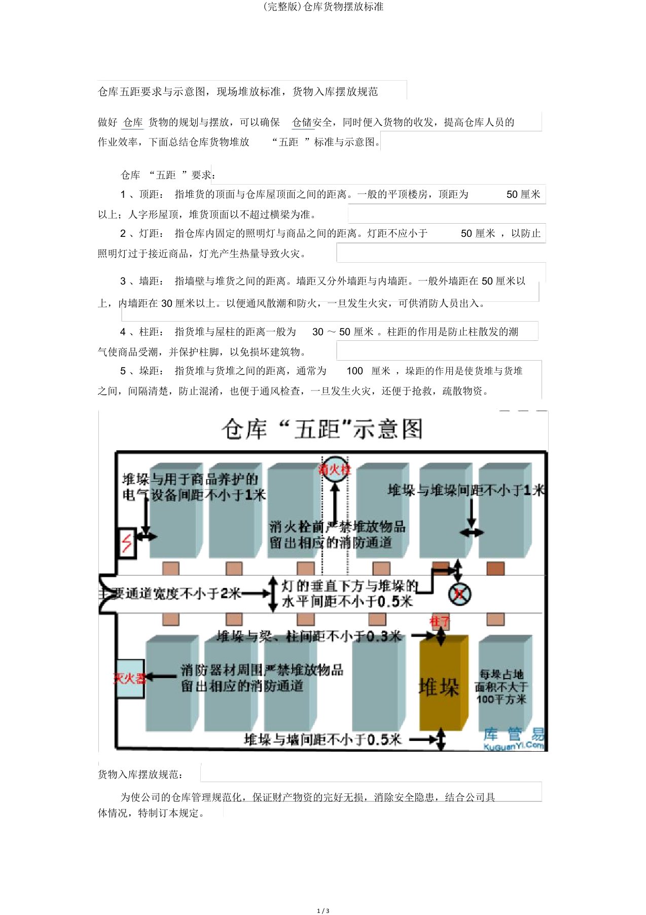 仓库货物摆放标准