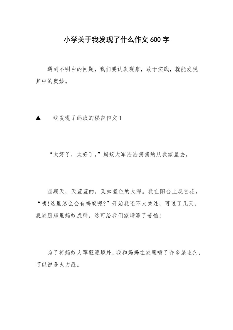 小学关于我发现了什么作文600字